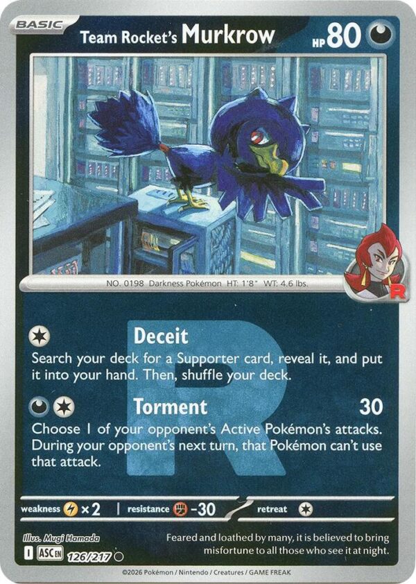 Team Rocket’s Murkrow (Team Rocket) 126/217 Reverse Holofoil ME: Ascended Heroes Team Rocket’s Murkrow (Team Rocket) 126/217 Reverse Holofoil ME: Ascended Heroes