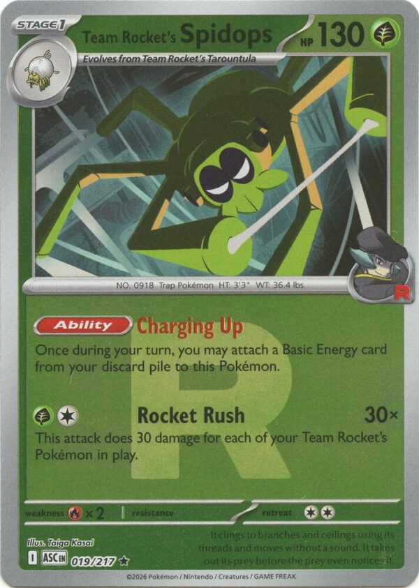 Team Rocket’s Spidops (Team Rocket) 019/217 Reverse Holofoil ME: Ascended Heroes