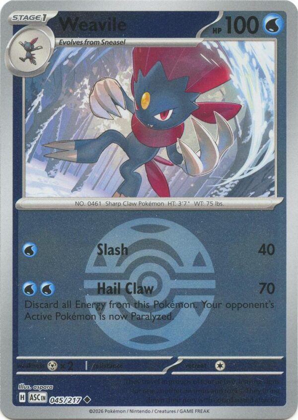 Weavile 045/217 (Dusk Ball) Reverse Holofoil ME: Ascended Heroes