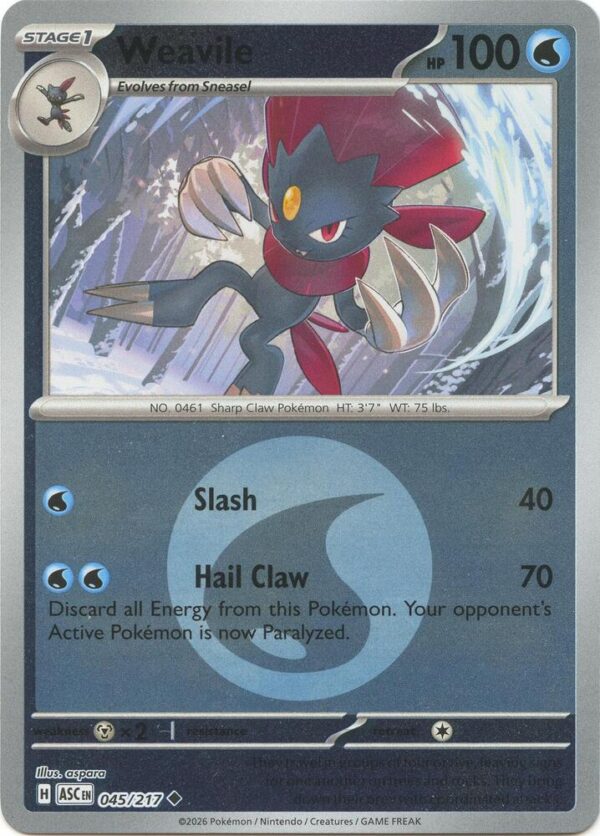 Weavile 045/217 (Energy Symbol Pattern) Reverse Holofoil ME: Ascended Heroes