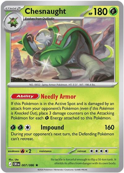 Chesnaught | 007/086 | Reverse Holofoil | ME04: Chaos Rising