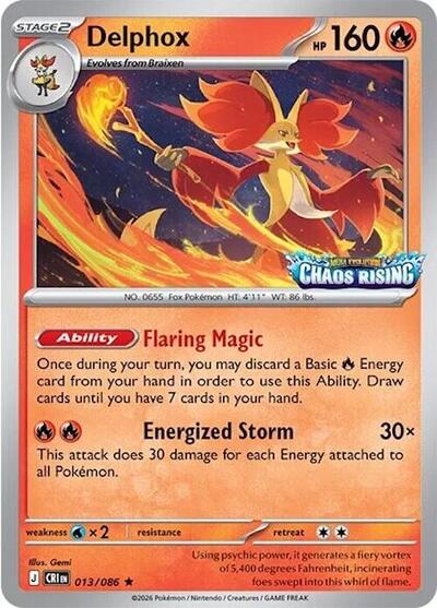 Delphox | 013/086 (Chaos Rising Stamped) | Holofoil | Miscellaneous Cards & Products