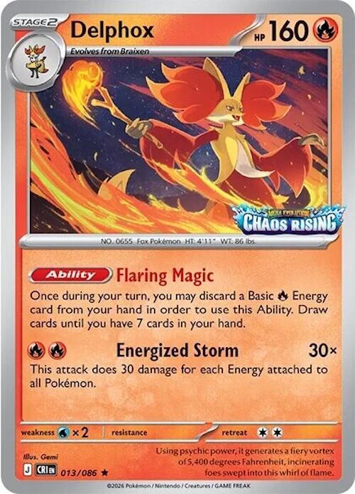 Delphox 013/086 (Chaos Rising Stamped) Holofoil Miscellaneous Cards & Products
