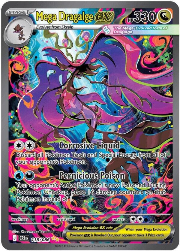 Mega Dragalge ex 118/086 Holofoil ME04: Chaos Rising