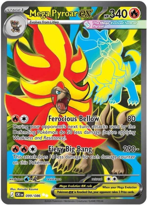 Mega Pyroar ex 099/086 Holofoil ME04: Chaos Rising