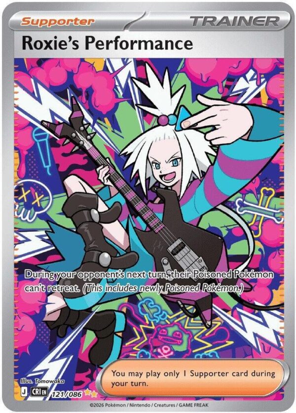 Roxie’s Performance 121/086 Holofoil ME04: Chaos Rising Roxie’s Performance 121/086 Holofoil ME04: Chaos Rising