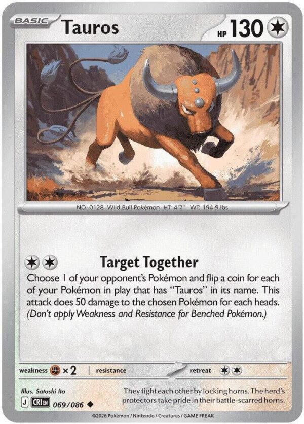 Tauros 069/086 Reverse Holofoil ME04: Chaos Rising