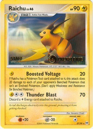 Raichu - 27/99 (Prerelease) [Staff] | 27/99 | Normal | Nintendo Promos