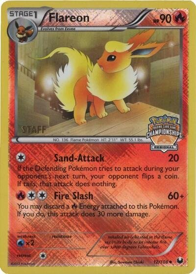 Flareon - 12/108 (Regional Championships) [Staff] | 012/108 | Reverse Holofoil | League & Championship Cards