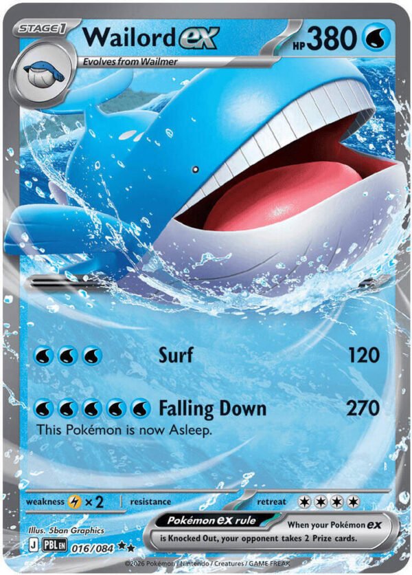 tcg-704773 Wailord ex - 016/084 | 016/084 | Holofoil | ME05: Pitch Black