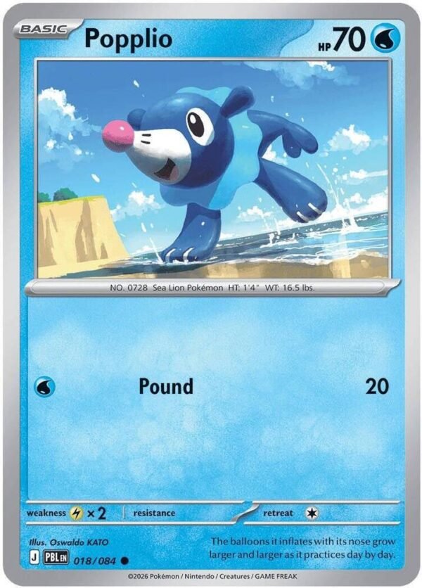 tcg-704775 Popplio | 018/084 | Reverse Holofoil | ME05: Pitch Black