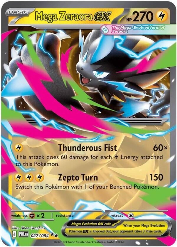 tcg-704784 Mega Zeraora ex - 027/084 | 027/084 | Holofoil | ME05: Pitch Black