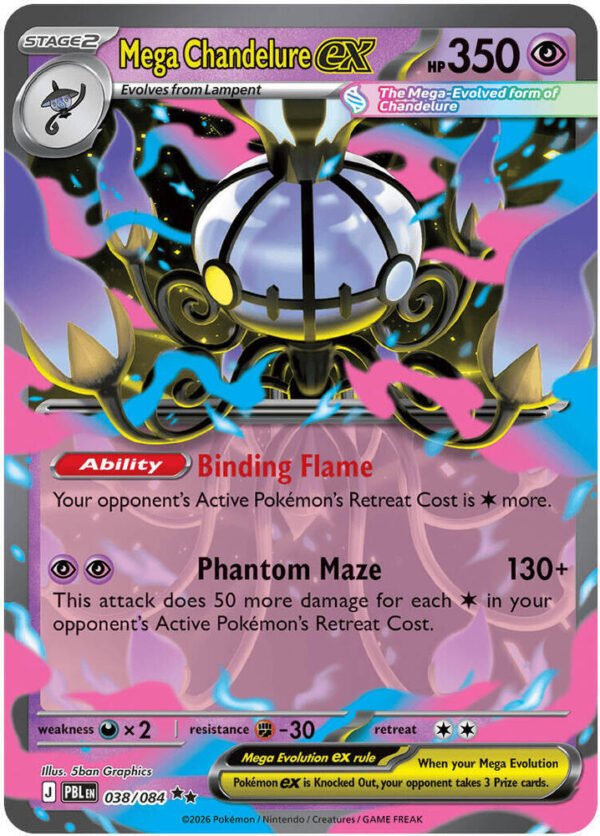 tcg-704795 Mega Chandelure ex - 038/084 | 038/084 | Holofoil | ME05: Pitch Black