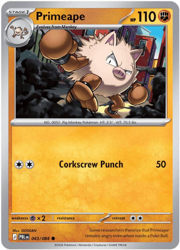 tcg-704800 Primeape | 043/084 | Reverse Holofoil | ME05: Pitch Black