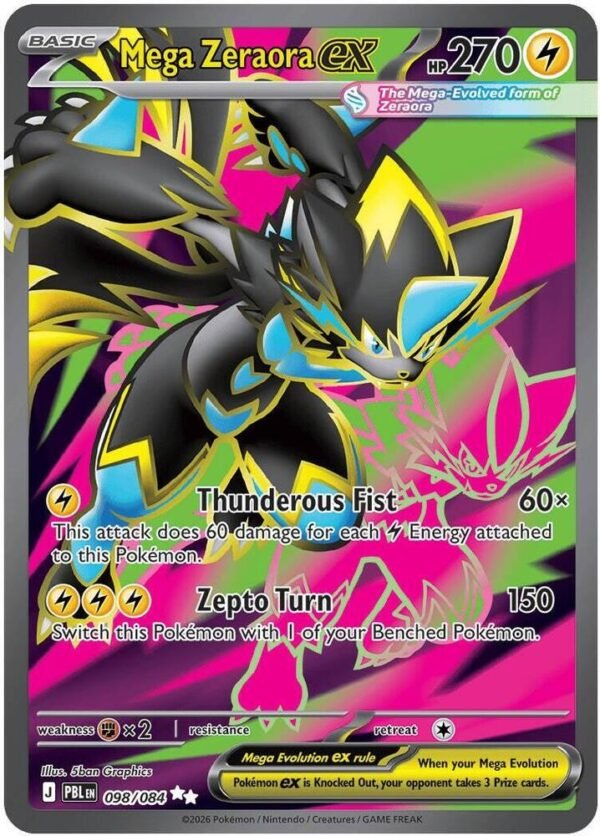 tcg-704855 Mega Zeraora ex - 098/084 | 098/084 | Holofoil | ME05: Pitch Black