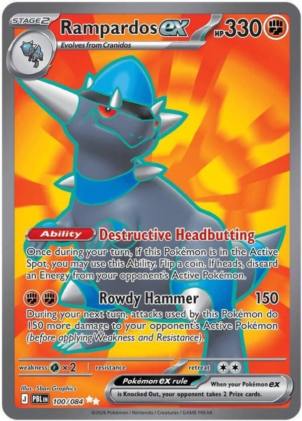 tcg-704857 Rampardos ex - 100/084 | 100/084 | Holofoil | ME05: Pitch Black