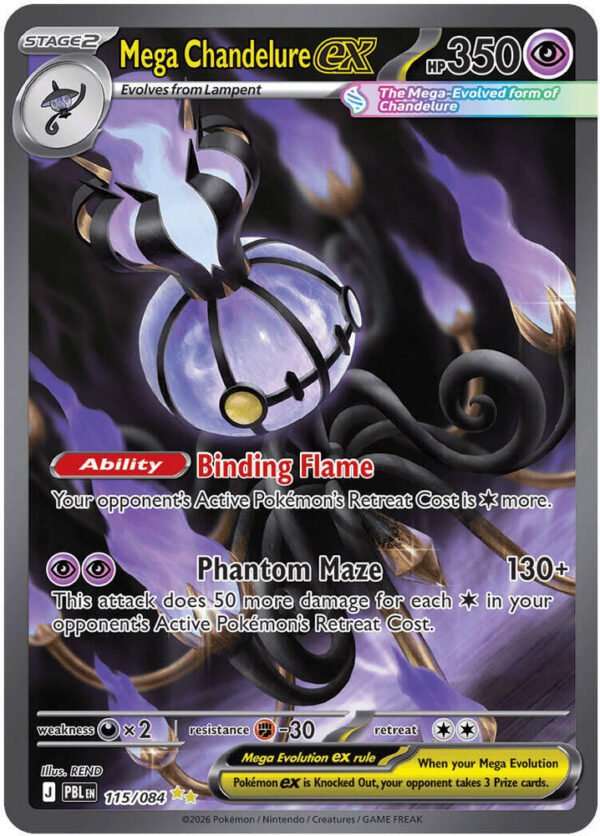 tcg-704872 Mega Chandelure ex - 115/084 | 115/084 | Holofoil | ME05: Pitch Black
