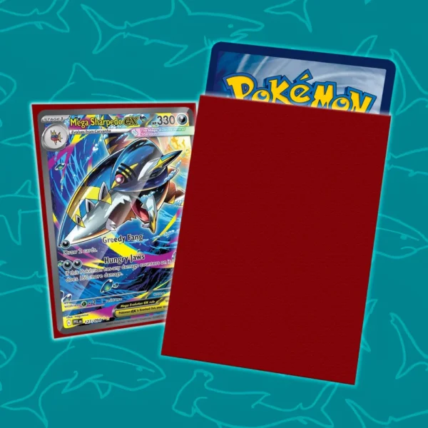 Sleeves Shark Fortress rojos para cartas de tamaño estándar