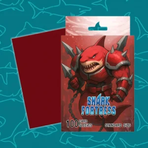 Sleeves Standard Shark Fortress rojos x100 con empaque y reverso texturizado