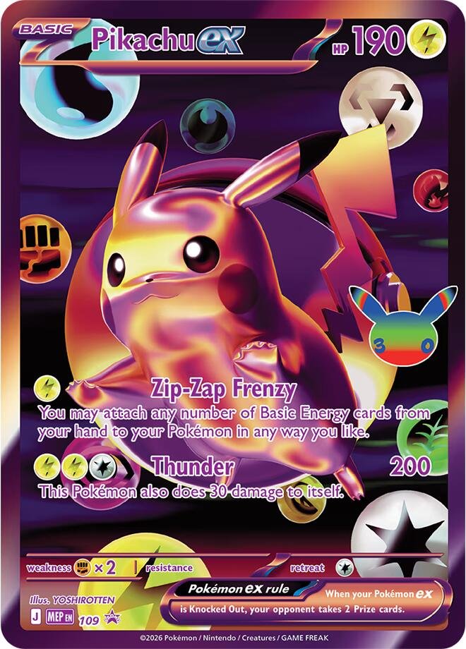 713256_in_1000x1000 Pikachu ex - 109 (30th Celebration) | 109 | Holofoil | ME: Mega Evolution Promo