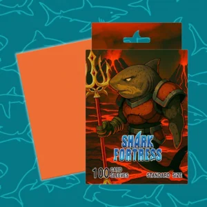 Sleeves Estándar Shark Fortress Orange x100 con empaque y reverso naranja texturizado