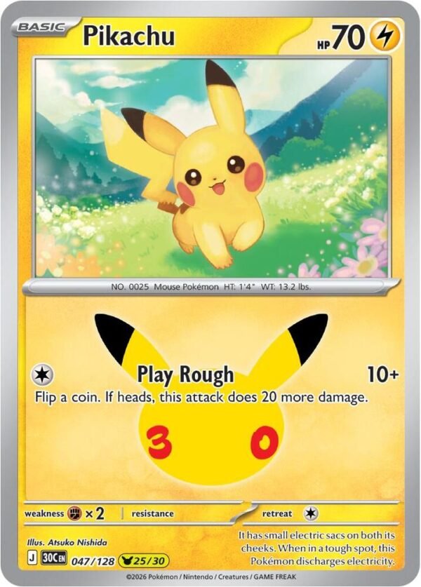 tcg-696682 Pikachu - 047/128 | 047/128 | Holofoil | ME: 30th Celebration