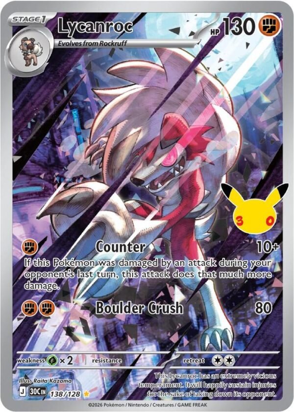 Lycanroc - 138/128 | 138/128 | Holofoil | ME: 30th Celebration