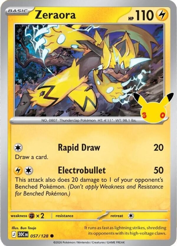 tcg-696831 Zeraora | 057/128 | Holofoil | ME: 30th Celebration