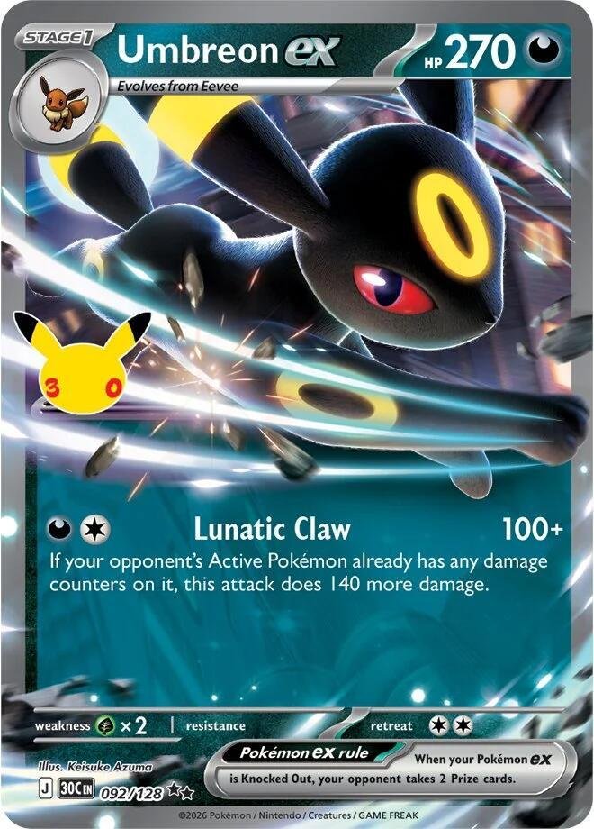 Umbreon ex 092/128 de Pokémon TCG 30th Celebration