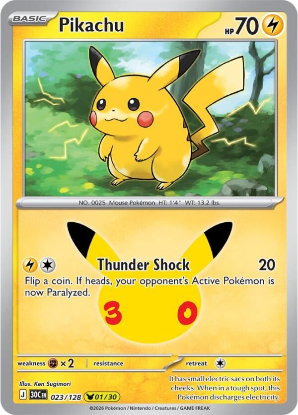 Pikachu - 023/128 | 023/128 | Holofoil | ME: 30th Celebration