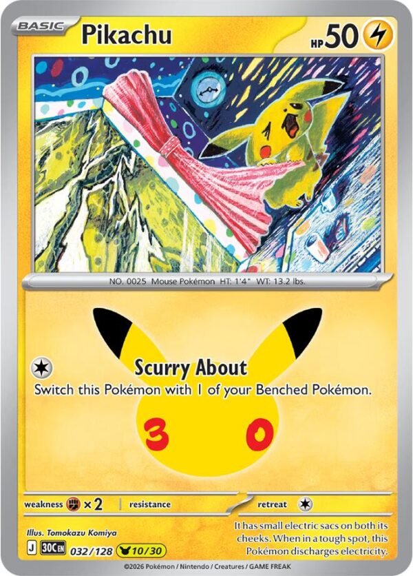 tcg-712939 Pikachu - 032/128 | 032/128 | Holofoil | ME: 30th Celebration