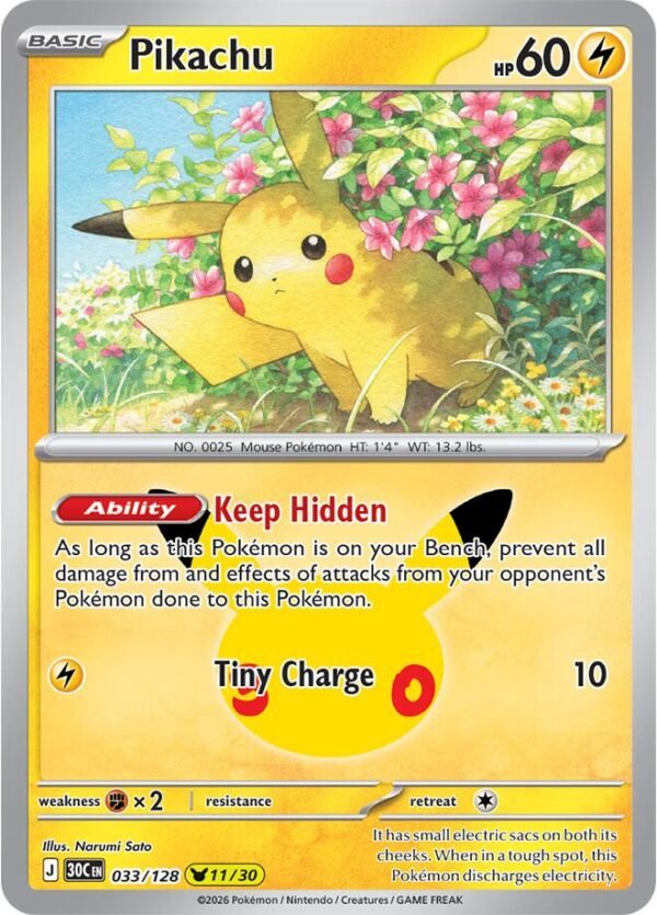 Pikachu - 033/128 | 033/128 | Holofoil | ME: 30th Celebration