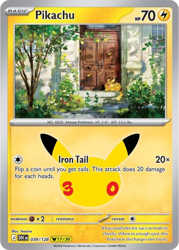 tcg-712943 Pikachu - 039/128 | 039/128 | Holofoil | ME: 30th Celebration
