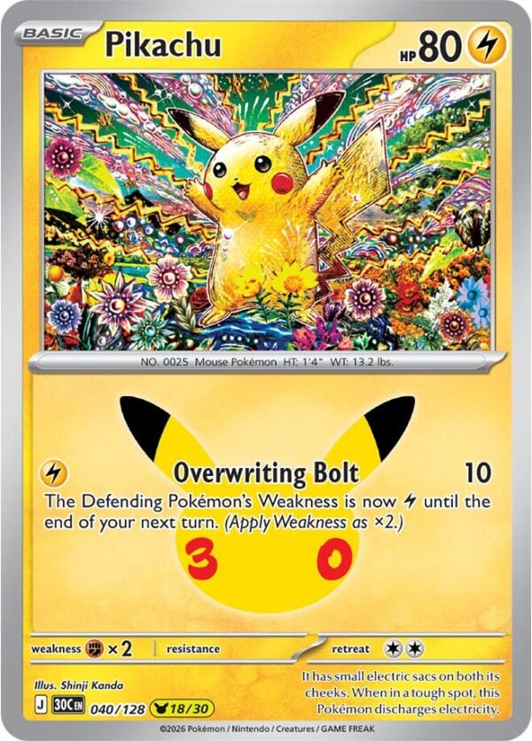 tcg-712944 Pikachu - 040/128 | 040/128 | Holofoil | ME: 30th Celebration