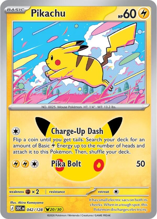 Pikachu - 042/128 | 042/128 | Holofoil | ME: 30th Celebration