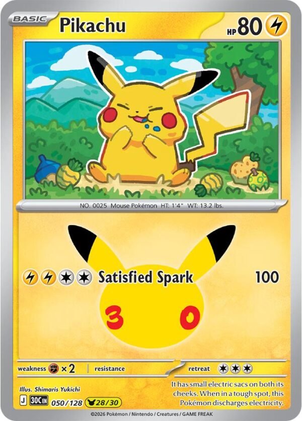 tcg-712950 Pikachu - 050/128 | 050/128 | Holofoil | ME: 30th Celebration