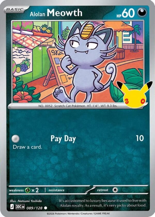 tcg-714359 Alolan Meowth - 089/128 | 089/128 | Holofoil | ME: 30th Celebration
