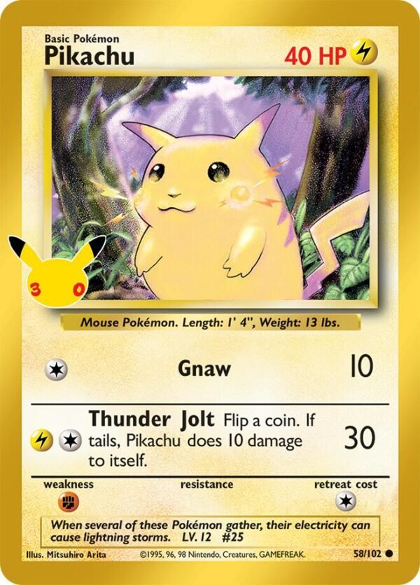 Pikachu | 58/102 | Holofoil | ME: 30th Celebration Classic Collection Pikachu | 58/102 | Holofoil | ME: 30th Celebration Classic Collection
