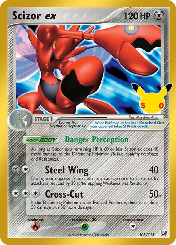 Scizor ex | 108/115 | Holofoil | ME: 30th Celebration Classic Collection Scizor ex | 108/115 | Holofoil | ME: 30th Celebration Classic Collection