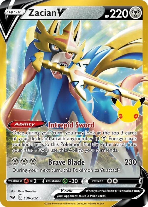 Zacian V | 138/202 | Holofoil | ME: 30th Celebration Classic Collection Zacian V | 138/202 | Holofoil | ME: 30th Celebration Classic Collection