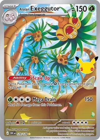 tcg-716218 Alolan Exeggutor - 129/128 | 129/128 | Holofoil | ME: 30th Celebration