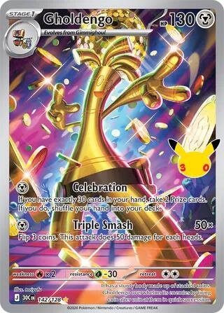 tcg-716227 Gholdengo - 142/128 | 142/128 | Holofoil | ME: 30th Celebration