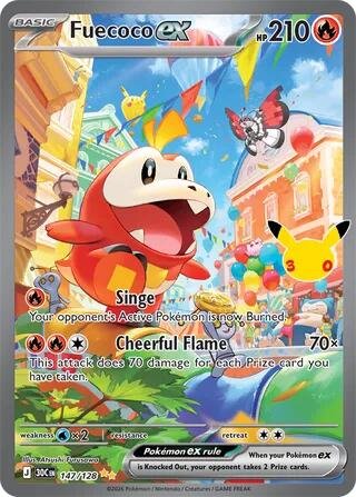 Fuecoco ex - 147/128 | 147/128 | Holofoil | ME: 30th Celebration