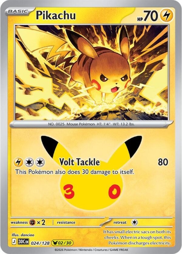 tcg-716309 Pikachu - 024/128 | 024/128 | Holofoil | ME: 30th Celebration