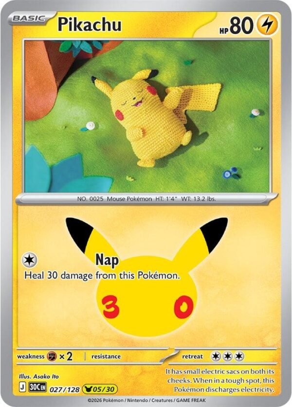 tcg-716310 Pikachu - 027/128 | 027/128 | Holofoil | ME: 30th Celebration