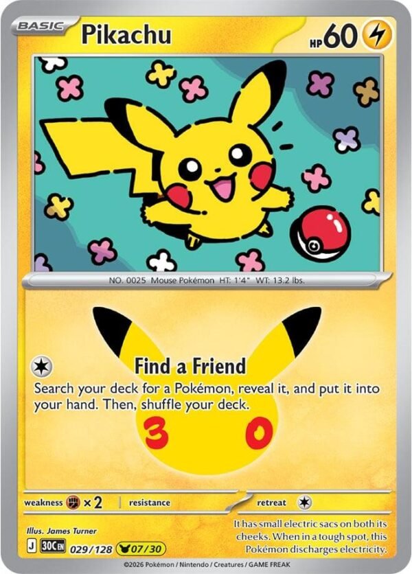 Pikachu - 029/128 | 029/128 | Holofoil | ME: 30th Celebration