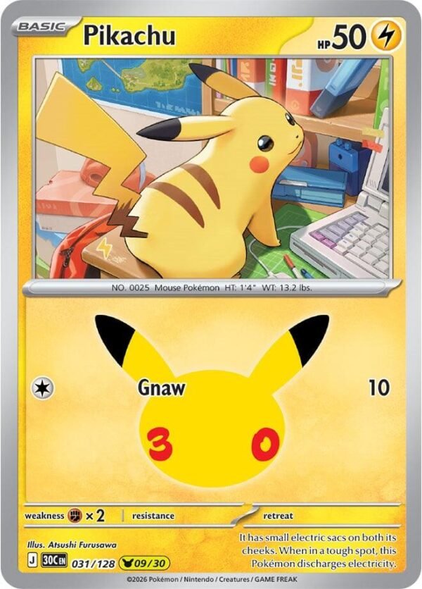 tcg-716312 Pikachu - 031/128 | 031/128 | Holofoil | ME: 30th Celebration