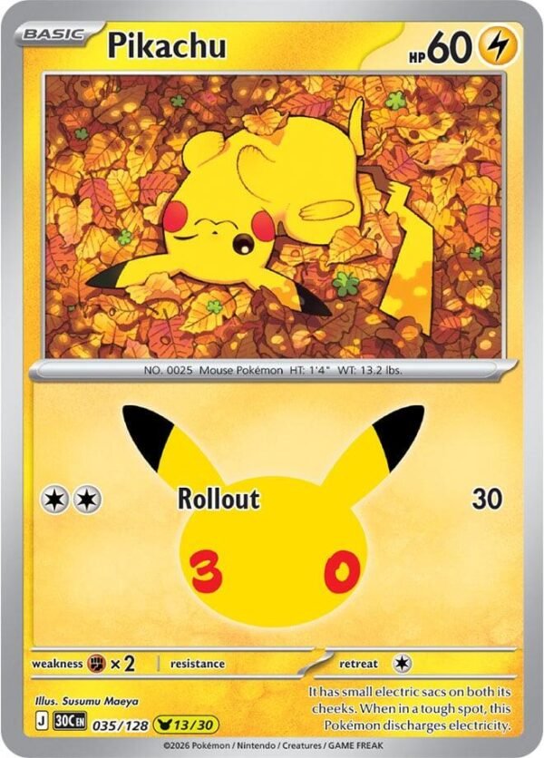 Pikachu - 035/128 | 035/128 | Holofoil | ME: 30th Celebration