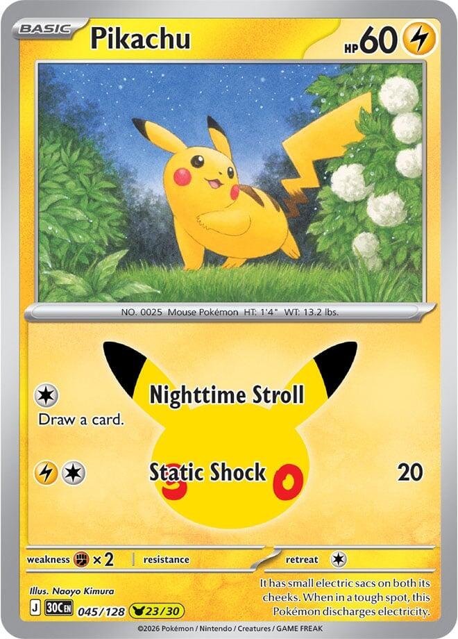 Pikachu - 045/128 | 045/128 | Holofoil | ME: 30th Celebration