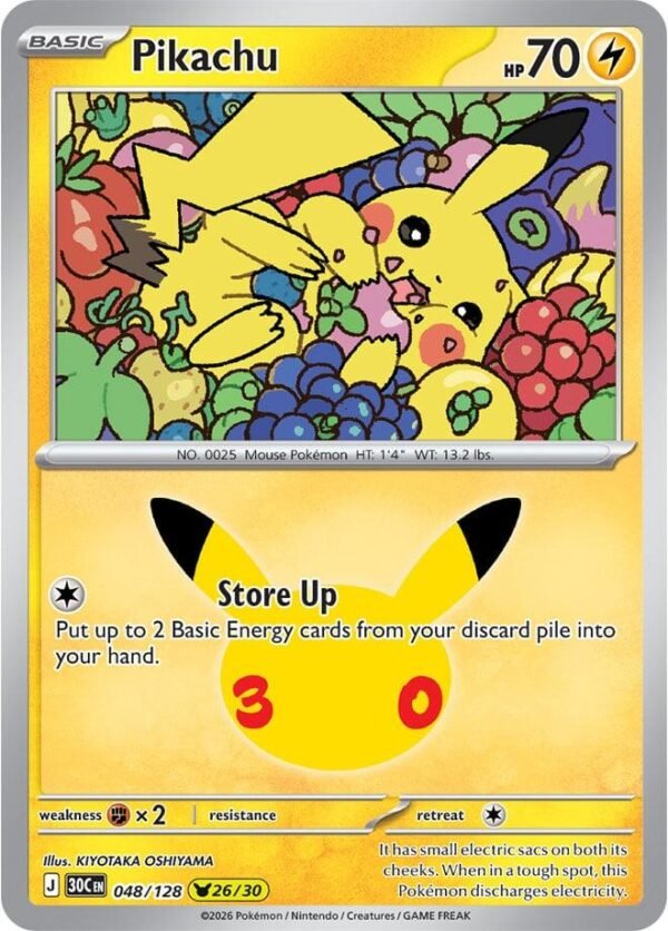 Pikachu - 048/128 | 048/128 | Holofoil | ME: 30th Celebration